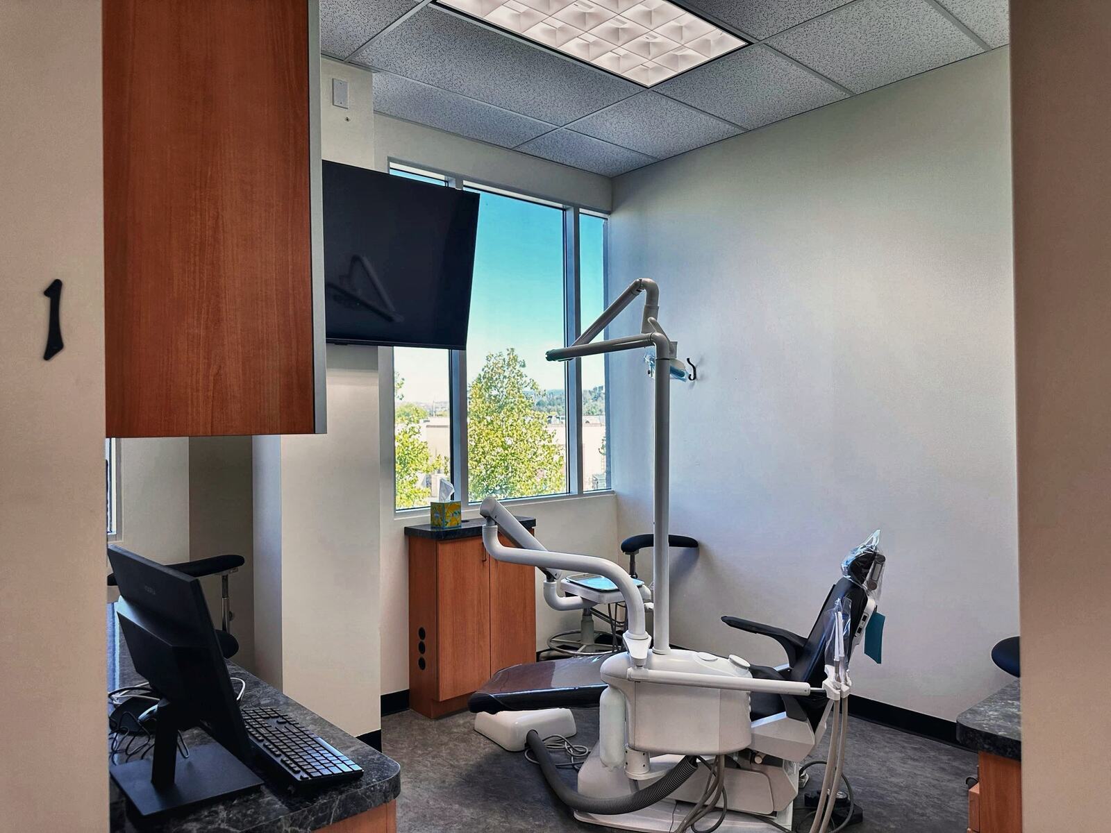 A modern treatment room with natural light